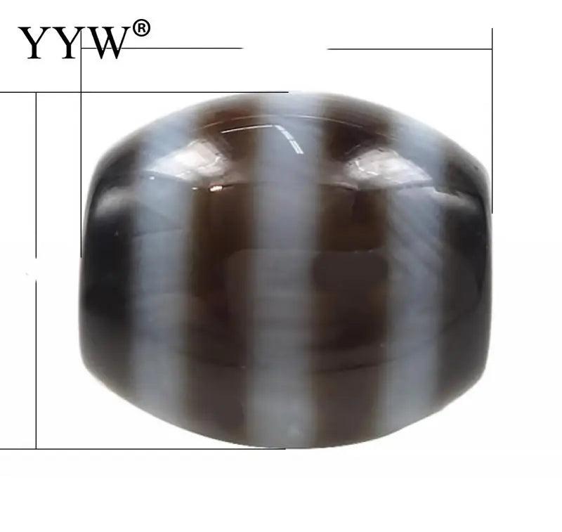 5PCs Natural Tibetan Dzi Beads, Oval, Stripe, Two Tone