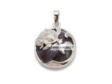 Round Sea Turtle Chakra Pendant Charms Silver Plated 10Pcs/Pack