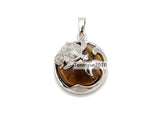 Round Sea Turtle Chakra Pendant Charms Silver Plated 10Pcs/Pack