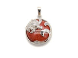 Round Sea Turtle Chakra Pendant Charms Silver Plated 10Pcs/Pack