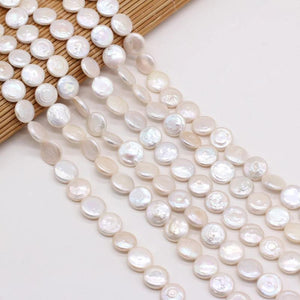 Natural Freshwater Pearls Beads Irregular Button Shape Loose Beaded