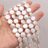 Natural Freshwater Pearls Beads Irregular Button Shape Loose Beaded