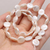 Natural Freshwater Pearls Beads Irregular Button Shape Loose Beaded