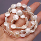 Natural Freshwater Pearls Beads Irregular Button Shape Loose Beaded