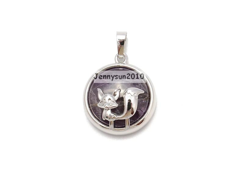 Natural Gemstone Fox Pendant Charms 10Pcs/Pack
