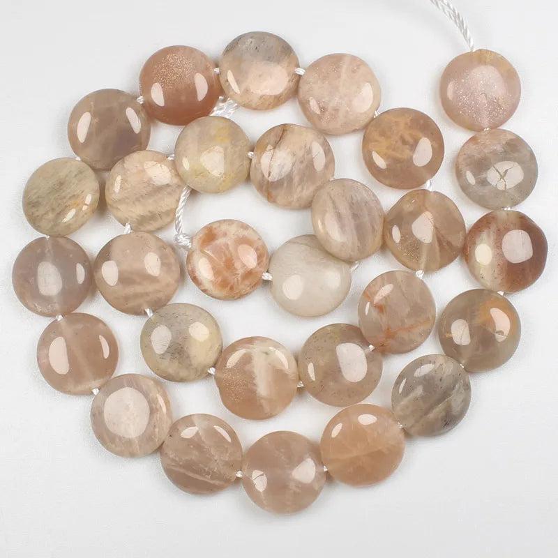 Natural Sunstone Smooth/Faceted Coin Beads 15inch
