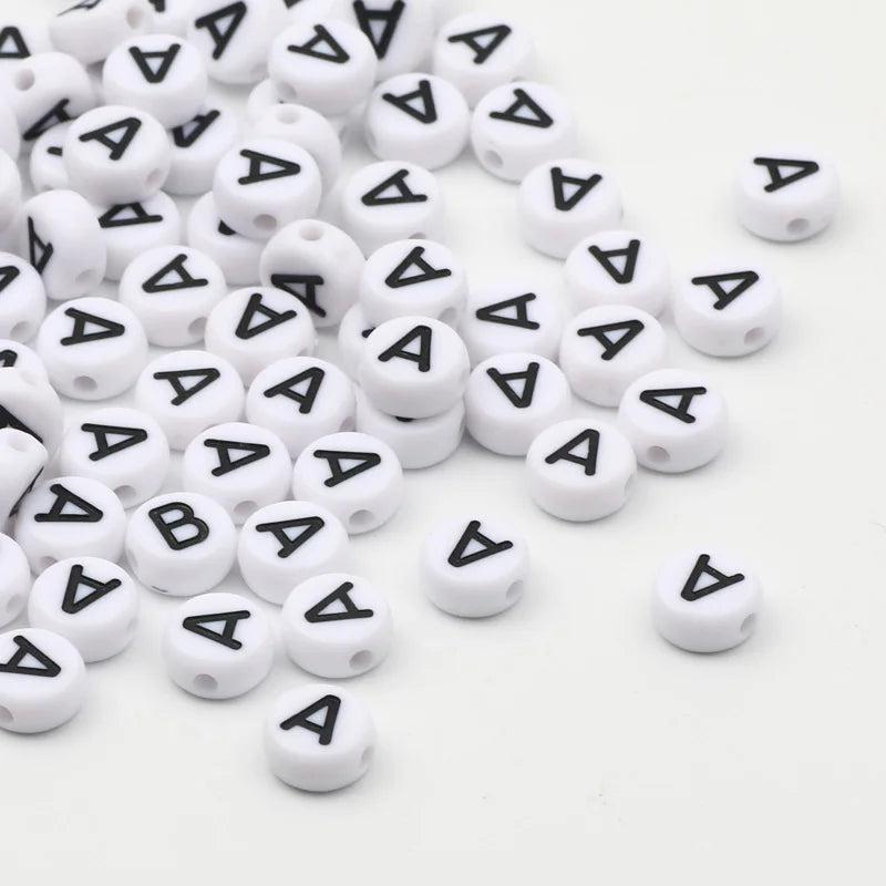 4x7mm Flat Acrylic Beads Alphabet Letter Loose Beads DIY Jewelry Making
