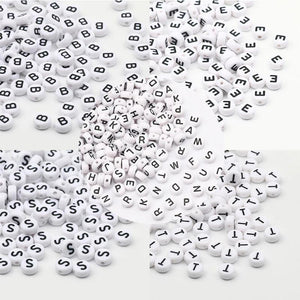4x7mm Flat Acrylic Beads Alphabet Letter Loose Beads DIY Jewelry Making
