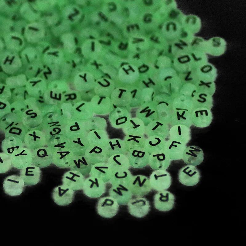 4x7mm Acrylic Luminous Letter Beads Glow In The Dark DIY Jewelry Making