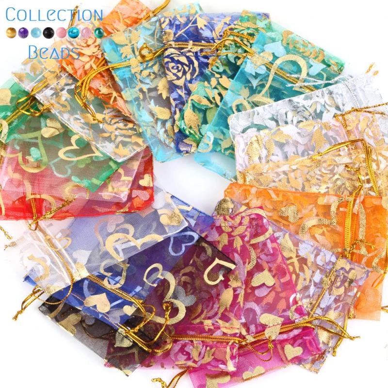 50pcs Colorful Organza Bags Jewelry Candy Wedding Party Bags