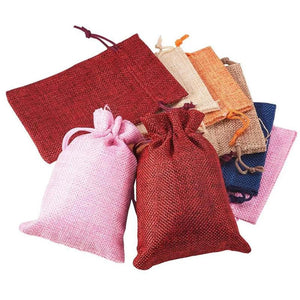 10pcs 7x9cm 10x14cm Linen Burlap Bag Drawstring Wedding Candy Gift Bags