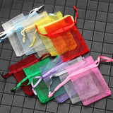 50pcs Colorful Organza Bags Drawstring Gift Storage Wedding 7*9 9*12 10*15 13*18