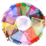 50pcs Mix Colors Organza Bags Gift Storage Wedding Drawstring Pouches