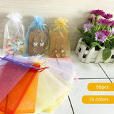 50pcs Organza Bags Drawstring Jewelry Packaging Wedding Party Gift Pouches