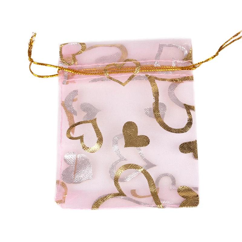 50pcs Roses Love Christmas Organza Sack Drawstring Bags