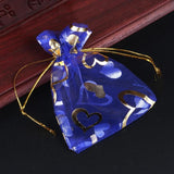 50pcs Roses Love Christmas Organza Sack Drawstring Bags