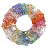50pcs Roses Love Christmas Organza Sack Drawstring Bags