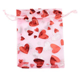 50pcs Organza Gift Bag Hot Red Love Heart Drawstring Pouches Wedding Party Candy