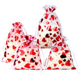 50pcs Organza Gift Bag Hot Red Love Heart Drawstring Pouches Wedding Party Candy