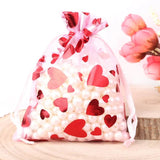 50pcs Organza Gift Bag Hot Red Love Heart Drawstring Pouches Wedding Party Candy