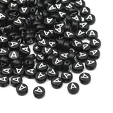 4x7mm Acrylic Beads Flat Round Pick Letters Loose Alphabet Spacer Beads