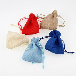 10pcs Colorful Drawstring Burlap Bag for Wedding Party Gift Jewelry Storage
