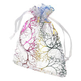 25pcs Purple Coral Pattern Drawstring Yarn Bag Pouches Jewelry Packaging