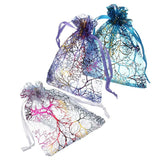 25pcs Purple Coral Pattern Drawstring Yarn Bag Pouches Jewelry Packaging