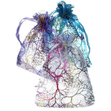 25pcs Purple Coral Pattern Drawstring Yarn Bag Pouches Jewelry Packaging