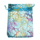 25pcs Purple Coral Pattern Drawstring Yarn Bag Pouches Jewelry Packaging