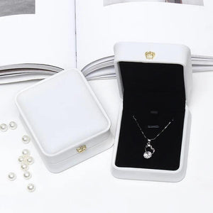 Rose Gold/Navy Blue/Green Pu Crown Buckle Pendant Necklace Jewelry Box