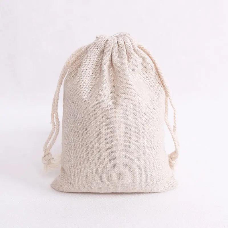 10pcs Cotton Drawstring Gift Bags 9x12 8x10cm Linen Jewelry Packaging Charms Bag