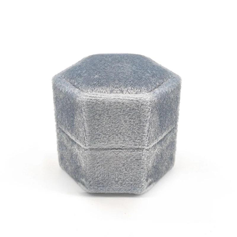 Vintage Velvet Ring Box Hexagon Double Ring Display Holder for Proposal