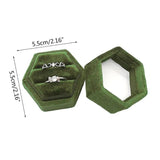 Vintage Velvet Ring Box Hexagon Double Ring Display Holder for Proposal