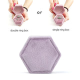 Vintage Velvet Ring Box Hexagon Double Ring Display Holder for Proposal