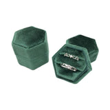 Vintage Velvet Ring Box Hexagon Double Ring Display Holder for Proposal