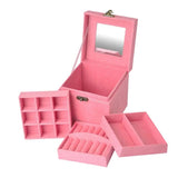 3 Layer Jewelry Box Mirrored Display Organizer Mini Chest Holder