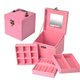 3 Layer Jewelry Box Mirrored Display Organizer Mini Chest Holder