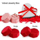 Octagonal Velvet Jewelry Box with Lid - Ring Storage Display Box