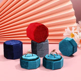 Octagonal Velvet Jewelry Box with Lid - Ring Storage Display Box