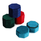 Octagonal Velvet Jewelry Box with Lid - Ring Storage Display Box