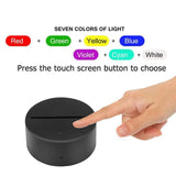 7 Color Acrylic Night Light Base 3D Lamp USB Touch Remote Control