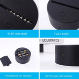 7 Color Acrylic Night Light Base 3D Lamp USB Touch Remote Control