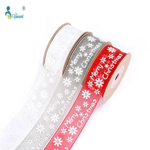 25mm Print Snowflake Christmas Ribbon DIY Gift Wrap Accessories