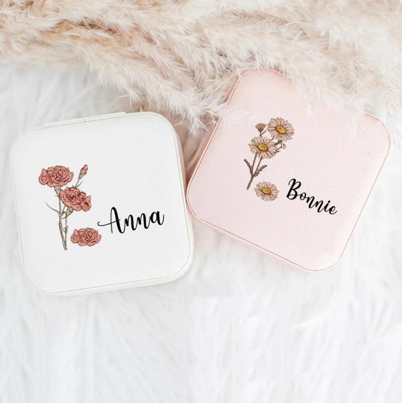 Personalised Birth Month Flowers Jewellery Box