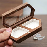 Walnut Wooden Jewelry Box Ring Storage Large Earring Holder Display
