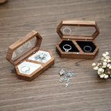 Walnut Wooden Jewelry Box Ring Storage Large Earring Holder Display