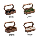 Walnut Wooden Jewelry Box Ring Storage Large Earring Holder Display