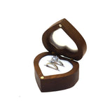 Love Pair Ring Box Walnut Solid Wood Storage Display Jewelry Box