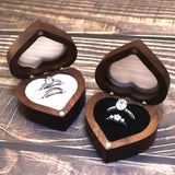 Love Pair Ring Box Walnut Solid Wood Storage Display Jewelry Box
